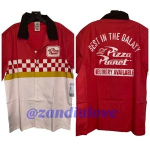 DisneyParks Toy Story Pizza Planet Bowling Button Up Shirt Sz M,XL